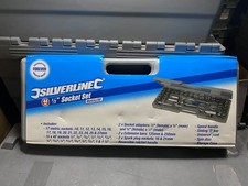 SILVERLINE TOOLS 1/2" Drive Socket Set (SS39) 44 Pce Metric/AF 6 Pt c/w Ratchet