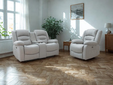 Grey Leather Power Recliner