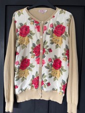 Cath Kidston Vintage Roses Floral Cottagecore Silk Cotton Cardigan M UK 12-14