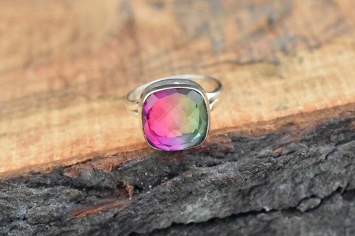 Watermelon tourmaline ring 925 - ring,