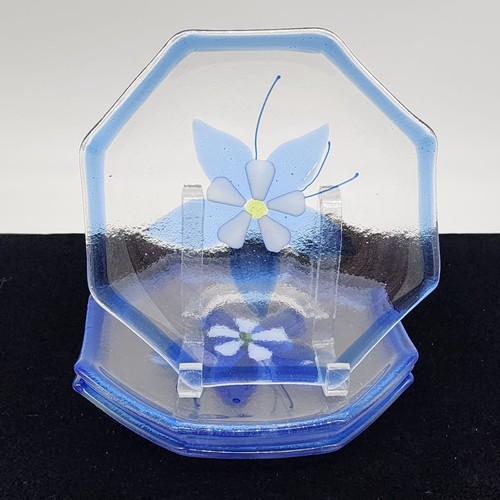 Fused glass plates - blue, &