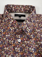 Autograph Mens Short Sleeved Floral Shirt Size Large Cotton Tailored Fit