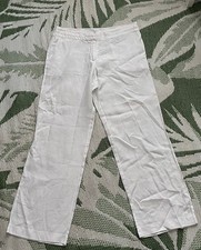 TU White Linen Wide Leg Trousers Beach Holiday Size 12 Long Leg