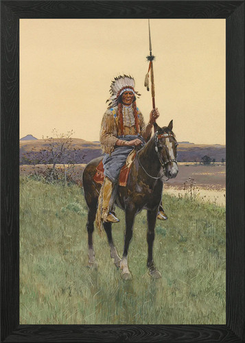 Indian with spear horse - indian,