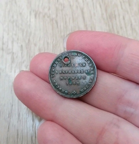 1848 copper farthing token - copper,