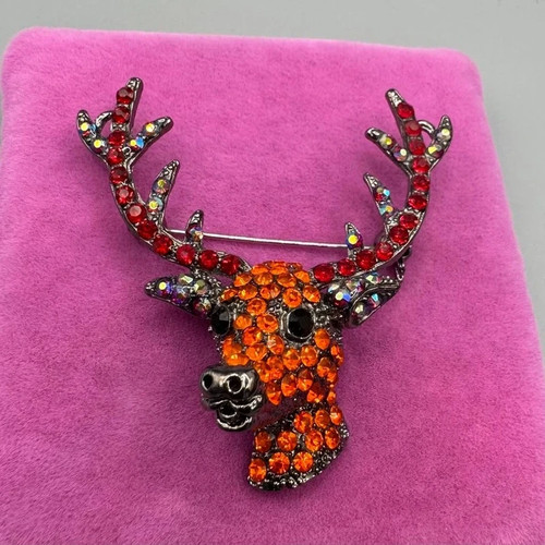 Statement stag head - , brooch