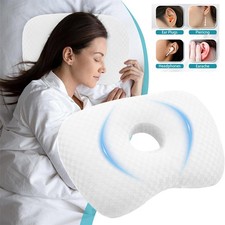 1x Ear Piercing Pillow with Hole Soft for Side Sleepers Relaxation Donut Cushion