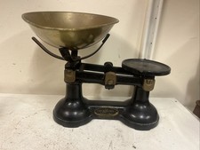 Vintage Black Cast Iron The Viking Kitchen Balanced Scales Brass Pans Home