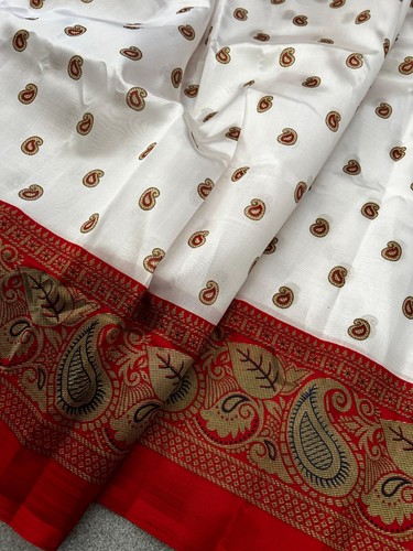 Red and white with - and, gold