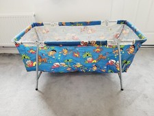 VINTAGE Baby TRAVEL COT Play Pen Blue Folding