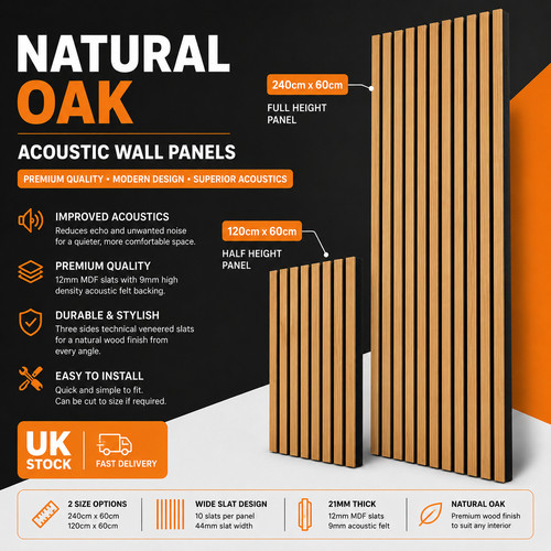Natural oak acoustic - oak, slat