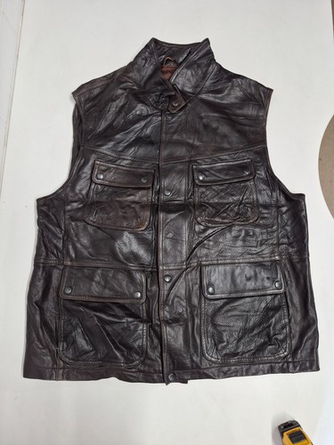 Vintage leather waistcoat - , 48"