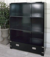 Designer Ex-Display Black Wooden Bookcase Shelving Unit 2 Drawers RRP£650