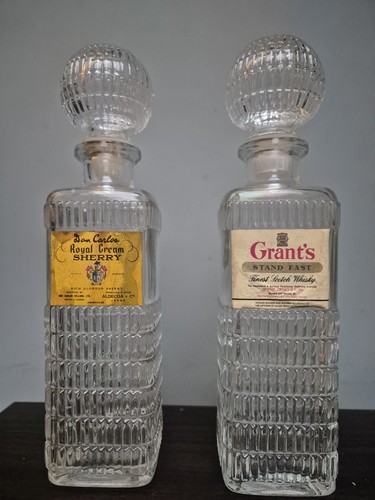 Vintage glass decanter bottle - vintage,