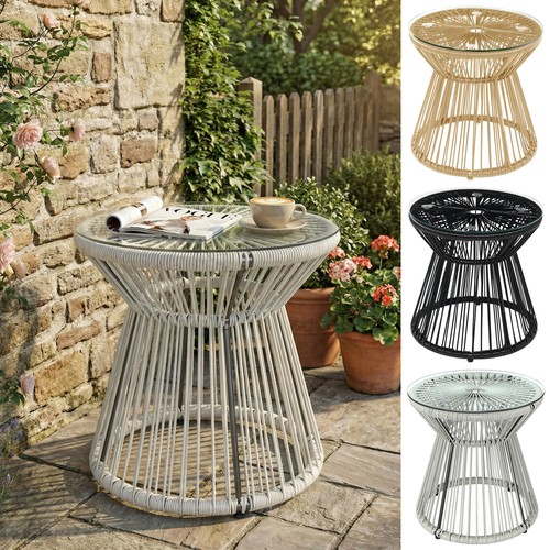 Rattan end table round - pe,