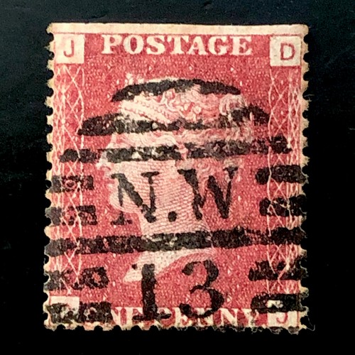 1868 stamp penny red - qv, 1d