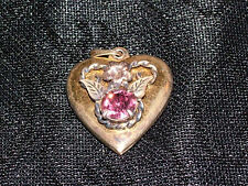 2 VINTAGE JEWELRY LOCKET AMETHYST STONE  VICTORIAN LADY