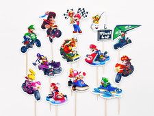 12 x Super Mario Kart Cake Toppers | Mario Kart Party Decorations Cupcake Topper