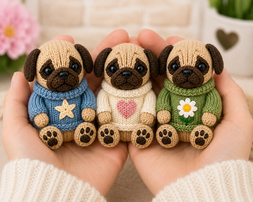 Pug knitting pattern bundle - pug,