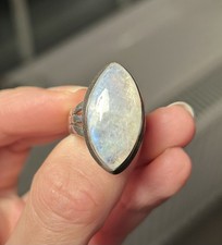 Vintage Sterling Silver and Moonstone Ring - size UK L 1/2 or US 6