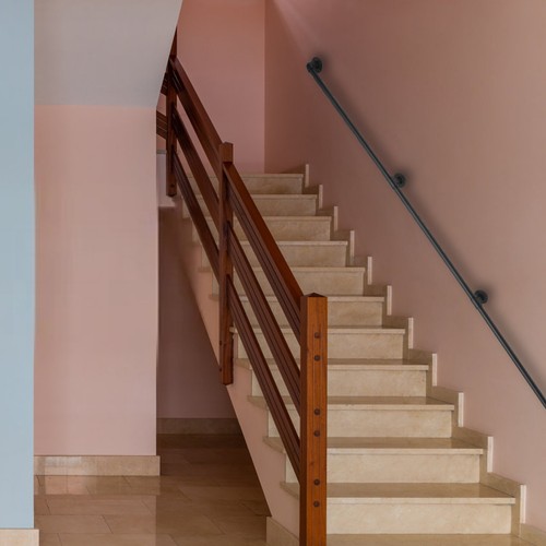 8ft black handrail stair - black,