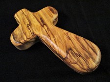 Hand Carved Bethlehem Palestine Olive Wood (10.5cm) Large Prayer Holding Cross