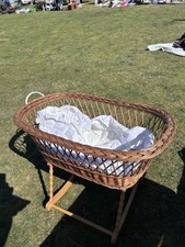 Vintage Wicker Moses Basket with Stand