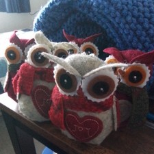 Christmas Tree Decoration 5 Felt Owls