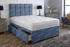 Linen Divan Bed Base Only 3FT - 4FT6 - 5FT King Sizes With Headboard