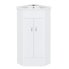 Bathroom Corner Vanity Unit Ceramic Basin Sink Compact Storage Cupboard Cabinet