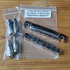 Vintage 90s Worn Chrome Tune-o-matic TOM Style Les Paul SG Bridge & Stoptail #7
