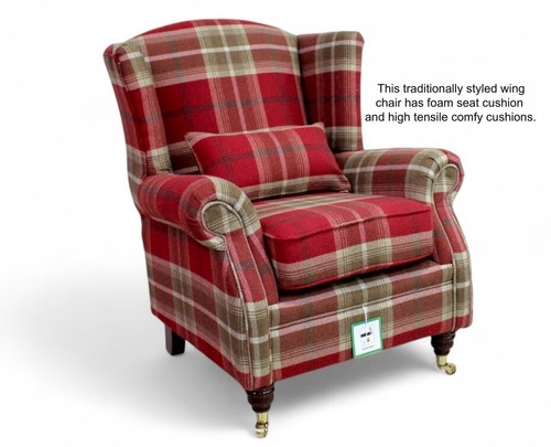 Fabric high back chair tartan - fabric,