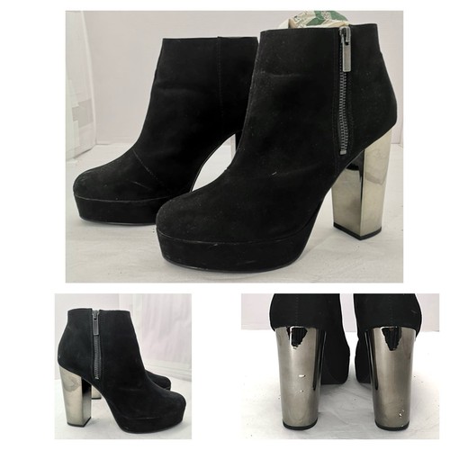 Black platform suede ankle - black,