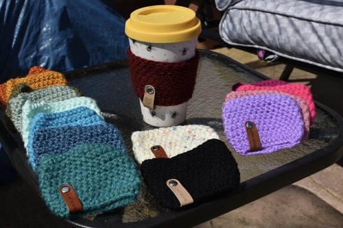 Hand crocheted coffee cup - coffee,
