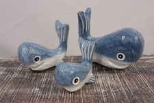 Set of three blue whales -