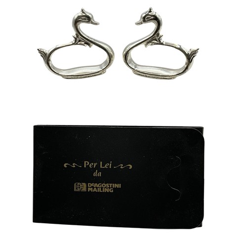 Pair silver plated swan napkin - pair,