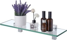 KES 40cm Tempered Glass Bathroom Shelf with Polished Chrome Bracket