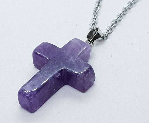 Amethyst necklace cross - amethyst,
