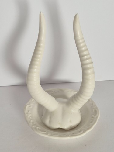 Vintage white ceramic antelope - vintage,