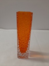 Whitefriars Tangerine Orange Nailhead Vase 9.5" WITH CHIP