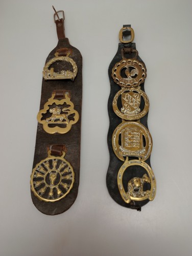 Number vintage horse brasses - number,