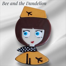 Air Stewardess Air Hostess  Flight Attendant Modern Acrylic Brooch