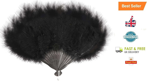 Black feather fan burlesque - black,