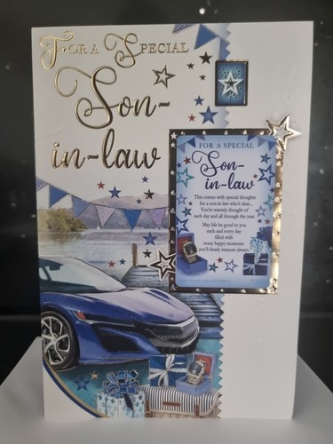 Son law birthday card - law, with