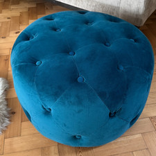 Large Velvet Upholstered Foot Stool, Ottoman - MINT CONDITION