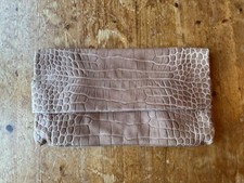 ZARA MOCK CROC LEATHER TAN EVENING BAG CLUTCH HANDBAG