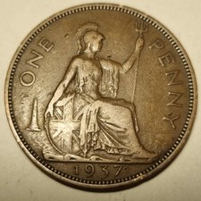1937 pre decimal penny extremely fine condition George VI Nice Christmas Gift