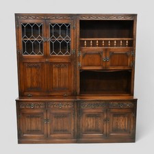 Old Charm Large Wall Unit Bookcase Display Bureau Tudor Brown FREE UK Delivery*