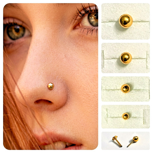 Nose gold ball stud - in, 22