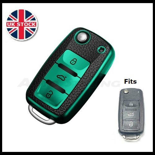 Green leather key cover for - green,